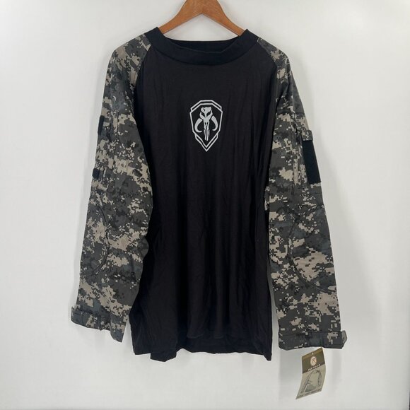 ROTHCO Tactical Airsoft Combat Shirt XL Black/Camo Sleeve Pockets New - Picture 9 of 9